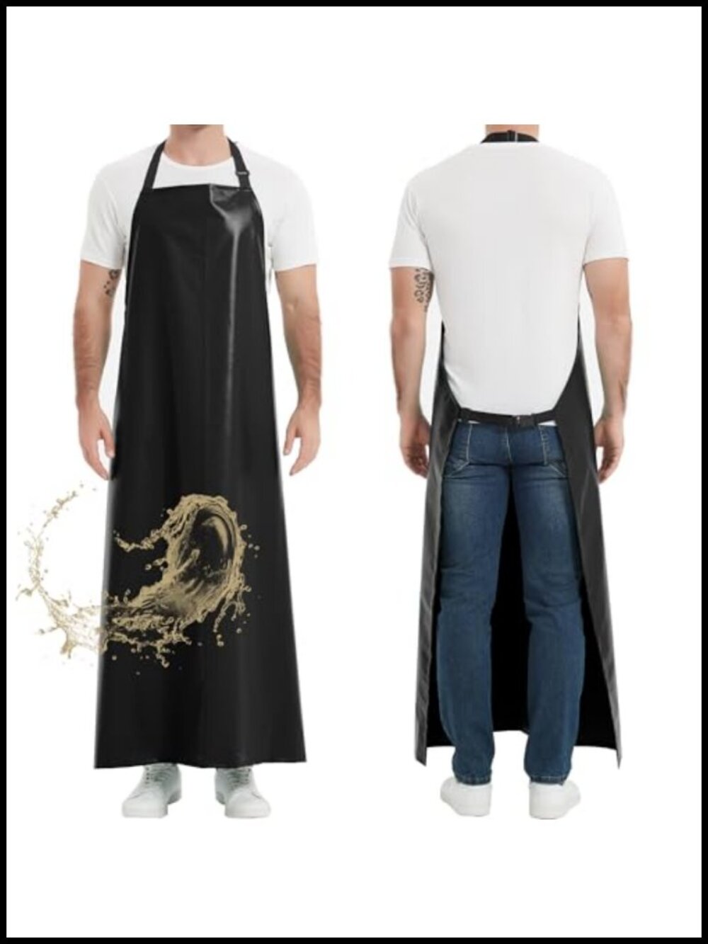 Extra Long Rubber Apron Oil Chemical Resistant Adjustable Plus Size